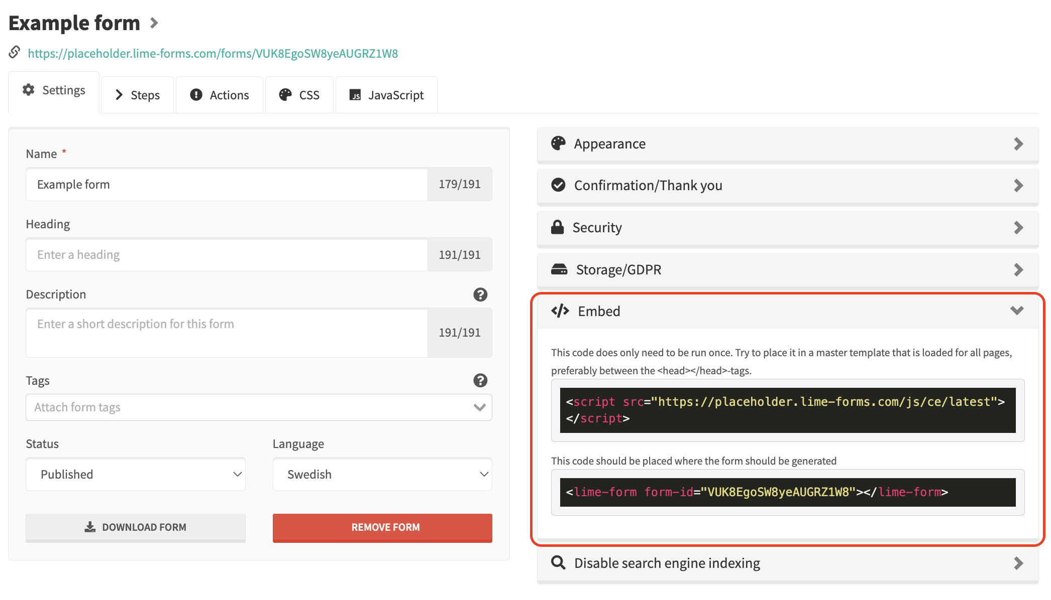 Embedding instructions